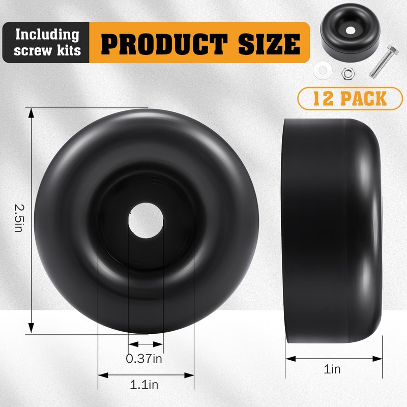 BBTO 12 Packs 2.5 Trailer Ramp Door Bumper Including Screw