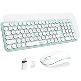 Wireless Keyboard and Mouse Combo, XTREMTEC Cute Kawaii Green Aesthetic Quiet Laptop Keyboard Teclado y Mouse Inalambrico Mac (Macaron Green)