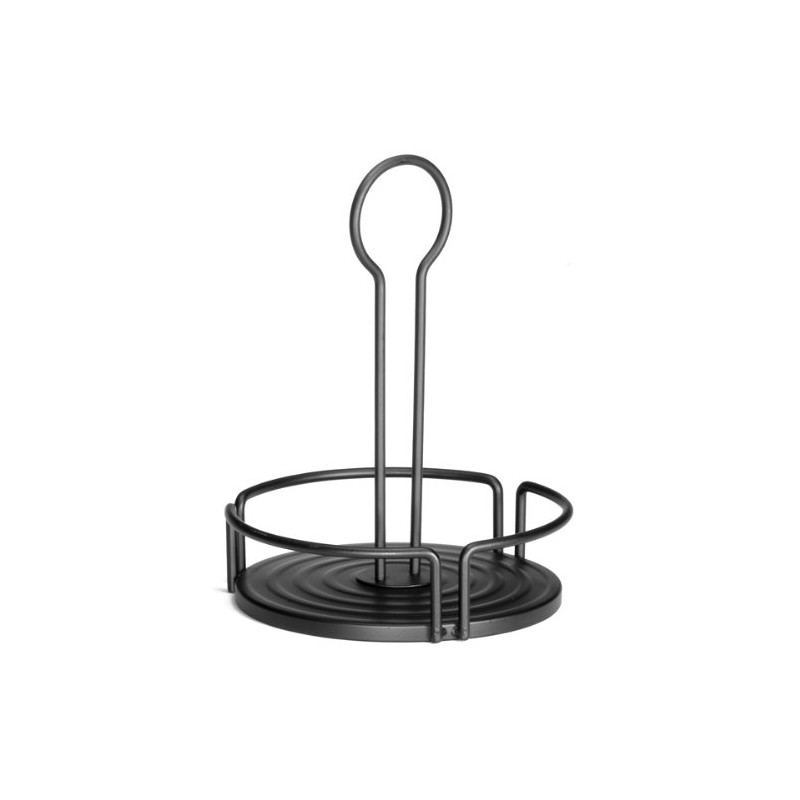 Tablecraft Versa Condiment Rack, Steel, Black, 18.42 x 18.42 x