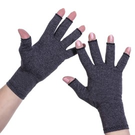 Sandine Compression Gloves with Open Fingers - Arthritis Gloves for Men and Women - Perfect for Relieving Arthritis Symptoms Carpal Tunnel Syndrome - by Sandine (Black, S)