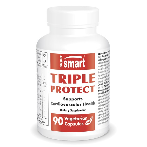 Supersmart - Triple Protect Supplement - Combines the best studied natural substances - Supports a healthy cardiovascular system | Non-GMO & Gluten Free - 90 Vegetarian Capsules