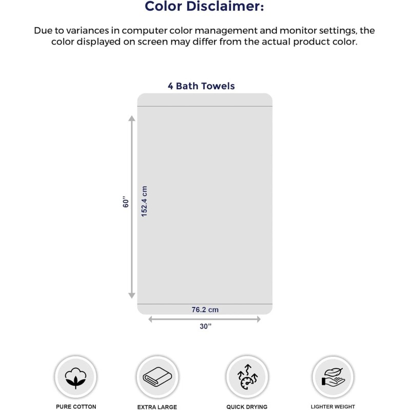 Tens Towels Extra Large Bath Towels Pack of 4 Oversize