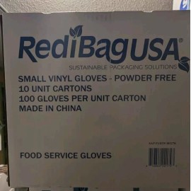 RediBag SMALL Redibag CASE Clear Vinyl Gloves, Powder Free, Food Service 1000 Gloves