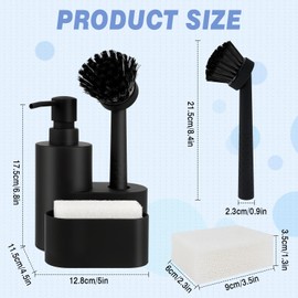 CAUTIOUS Sink Organiser, Black Plastic with Sponge and Brush, Bathroom Organiser, Dishwasher Set, Dish Washing Organiser, Dishwashing Set for Use in the Kitchen