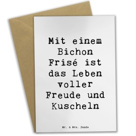Mr. & Mrs. Panda Grußkarte Spruch Bichon Frisé Freude - Geschenk, Liebenswert, Einladungskarte, Ansichtskarten, Glück, Hochzeitskarte, Familienhunde,