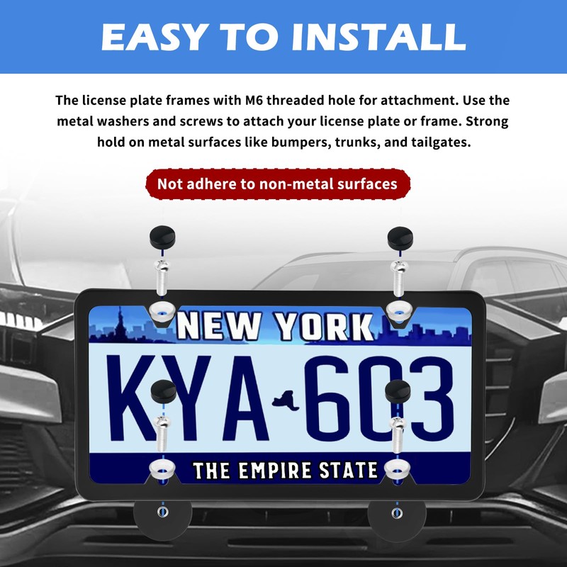 4PCS Magnetic License Plate Holders Kit,No Drilling License Plate Frames