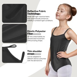 Wildarms Girls Sleeveless Ballet Leotard for Dance and Gymnastics, Camisole Style Dance Wear with Soft Fabric (Black, 10-12 Years)