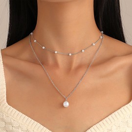 Pearl Necklace for Women Dainty Gold Necklace Prom Pearl Choker Layered Necklaces Jewelry Gifts for Girls