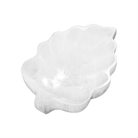NKlaus Selenite Leaf Bowl Special 14 x 10 x 3.5 cm - Handmade Selenite Leaf Bowl for Gemstones, Jewellery and Energy Work, Ideal for Meditation and Spiritual Interior Design 16308