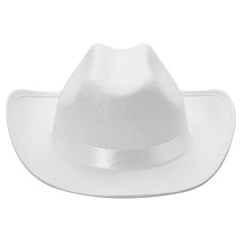 Edhomenn Kids Cowboy Hats, Wide Brim Western Cowgirl Hat with Adjustable Strap, Cowgirl Costume Accessories (01 White, One Size)