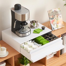 K Cup Holder for Counter, Coffee Pod Organizer with Drawer, Coffee Maker Stand with Pull-Out Shelf, K Cup Drawer Organizer Under Brewer