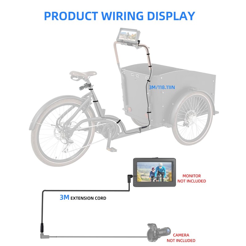 PARKVISION Bike Camera Accessories,Extension Cable for BK-430 BK-436 BK-439, 2.5M