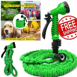 Unbranded 100 FT 100 Feet Expandable Flexible Outdoor Garden Water Hose w Spray Nozzle