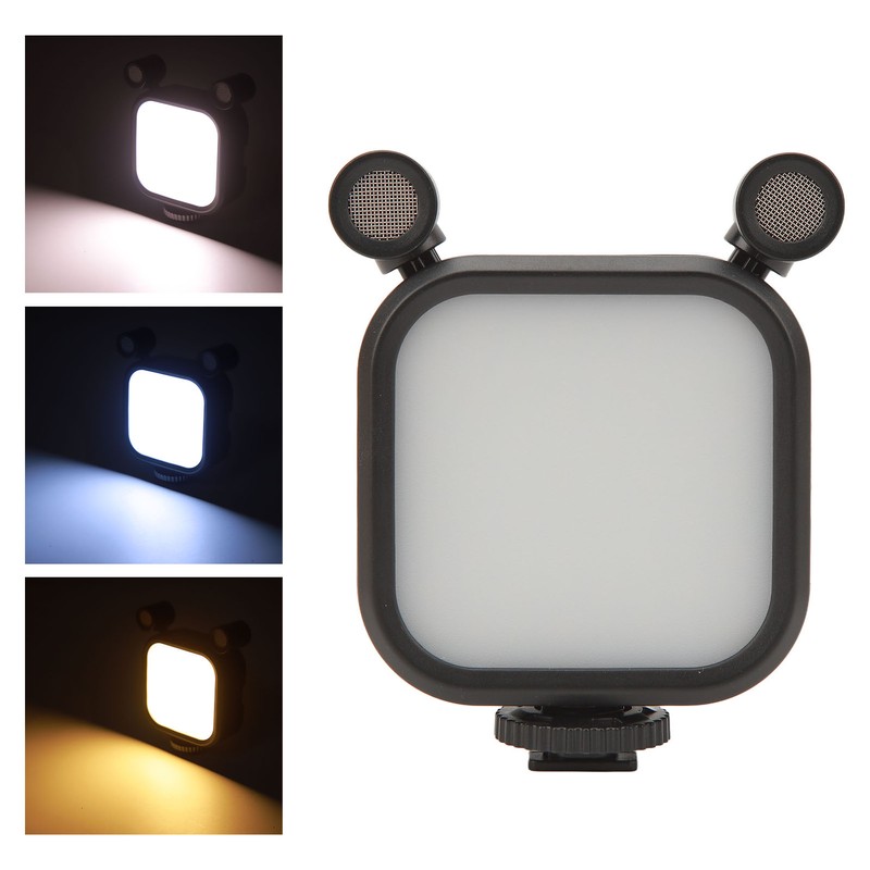 Stereo Microphone Light 10 Levels Brightness Dual Mic Fill Lamp
