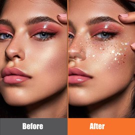 Vodolo Glitter Freckles Face Tattoo,6PCS Festival Rave Accessories for Women,Gold Silver Face Waterproof Sparkles Freckles Half Magic Makeup Jewels Stickers (6PCS)