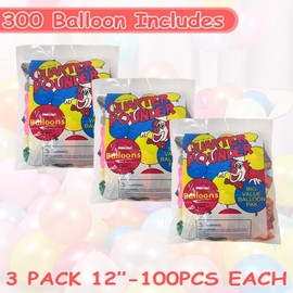 300pcs Party Balloons, 12 Inch Rainbow Latex Balloons, Thickened Balloons for Birthday Party Decorations Baby Shower Wedding Party Supplies Arch Garland