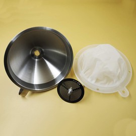 304 Stainless Steel Kitchen Funnel set of 3 with Filter Strainer and Mesh Wide Mouth Wine Funnel Filter Transferring Liquid,Dry Powder Ingredients (funnel 5''+filter 450mesh)