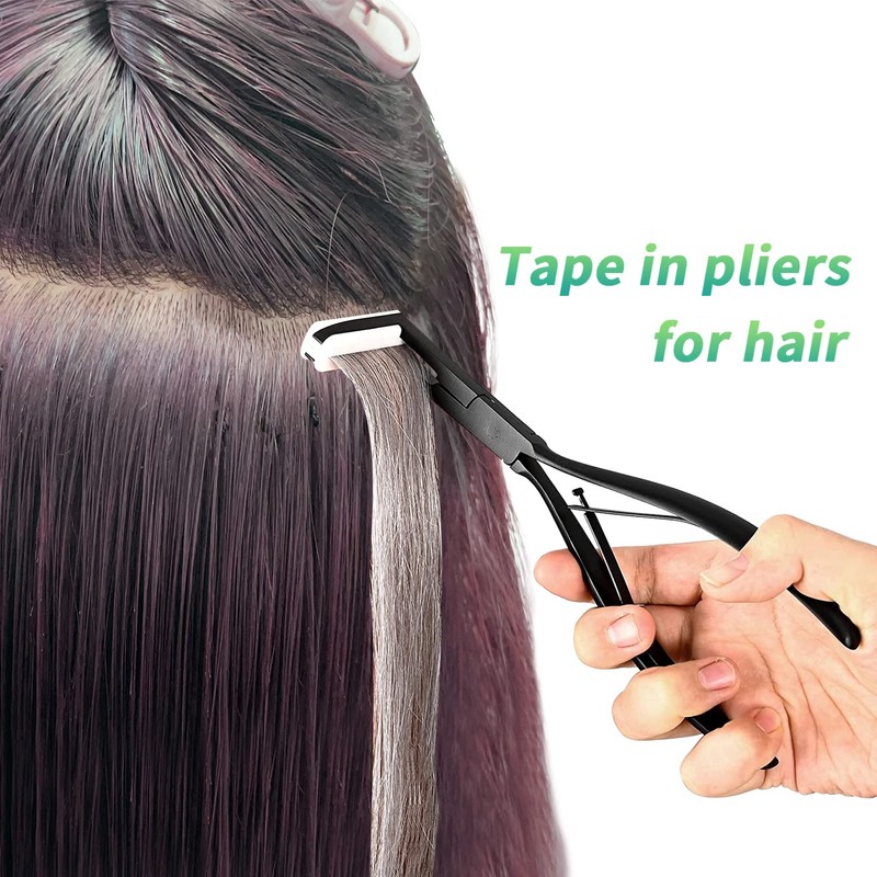 Tape in Hair Extensions Plier Black Stainless Steel Flat Surface