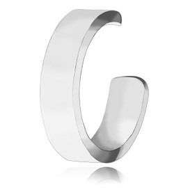 Wide Ear Cuff | Gold or Silver | Smooth Rectangle Minimalist Earring | Fake Piercing | Dainty Jewelry | Adjustable Earring (Sterling Silver)