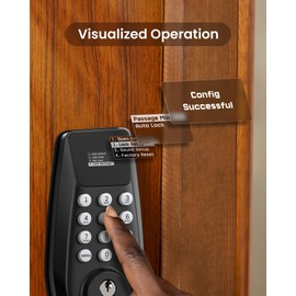 DESLOC C100 Keyless Entry Door Lock with Handle Set &Display, Keypad Deadbolt with Screen, Auto Lock, 100 PIN Codes, Passage Mode, IP54 Waterproof, 12 Months Battery