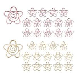 OWLFAVO 30pcs Drawn Flower Shape Paper Clips with Clear Box, Rose Gold and Yellow Gold, Funny Cute Paperclips Bookmarks Planner Clips for Fun Office Supplies School Gifts Wedding Decoration