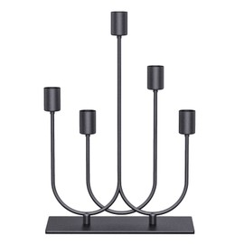 smtyle Fireplace Candelabra Black Metal Taper Candle Holders for Tapered Candles Candlesticks Set of 5 with Iron-0.8" Diameter Ideal for Table Centerpiece Gothic Decor