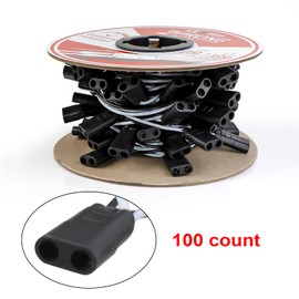 Ledvillage Wire Harness Roll 100 Counts - 6.5" Spacing on Lead, 2-Prong Double Female Bullet Plugs 18 AWG - 50 ft. for LED Marker Lights Truck Trailer Semi-Truck RV (7.5 Amp)