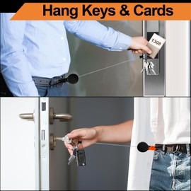 Extendable Key Fob, 4 Pieces Lanyard Extendable, Retractable Key Fob ID Badge Yo-Yo with 60 cm Steel Wire Rope (Black + Army Green + Orange + Orange-Black)