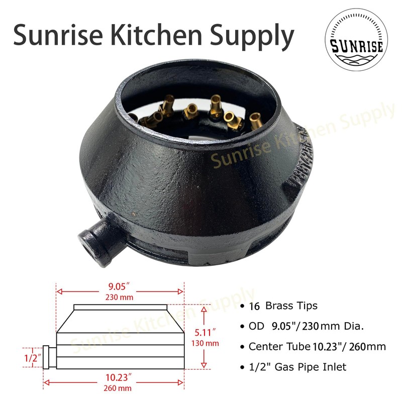 Sunrise Kitchen Supply 16 Tip Natural Gas Jet Burner with