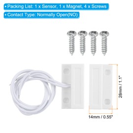 PATIKIL Magnetic Reed Switch, 1 Set Normally Open NO Wired Surface-Mounted Garage Door Window Contact Switch