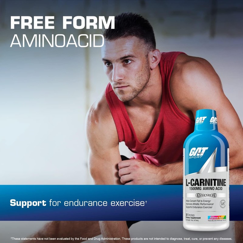 GAT Essentials Liquid L-Carnitine Drink, Green Apple, 16 Ounce