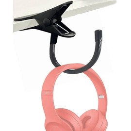 AUXPhome Headphone Stand with Adjustable Hook, Metal Headset Holder, Flexible Tip, Clamp-On, Universal Thickness, Vertical and Horizontal Mount, for Desk up to 2 inch (50MM) - 744591662932
