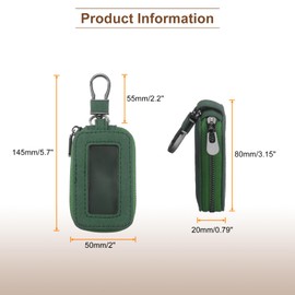 HARFINGTON 2Pcs Car Key Fob Cover Case Leather Universal Smart Car Key Holder with Key Ring & Keychain for Remote Key Fob, Green