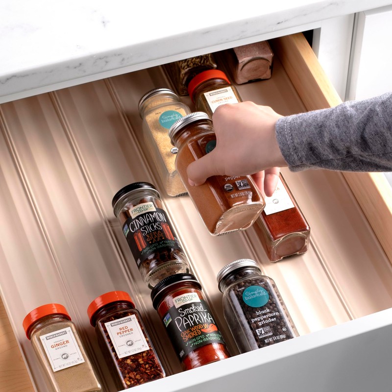 YouCopia SpiceLiner Adjustable Spice Drawer Liner, 10ft Roll, Gray, Seasoning