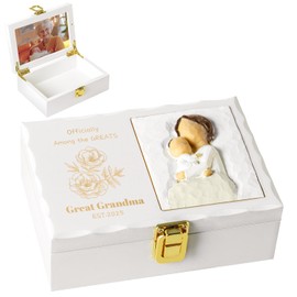 New Great Grandma Gifts, Great Grandma Mothers Day Birthday Gifts - Presents For Great Grandma Pregnancy Announcement, Christmas, Wooden Picture Frame Keepsake box, 4x6