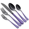 Onlycooker 20-Piece Black Silverware Set 18/0 Stainless Steel Flatware Purple