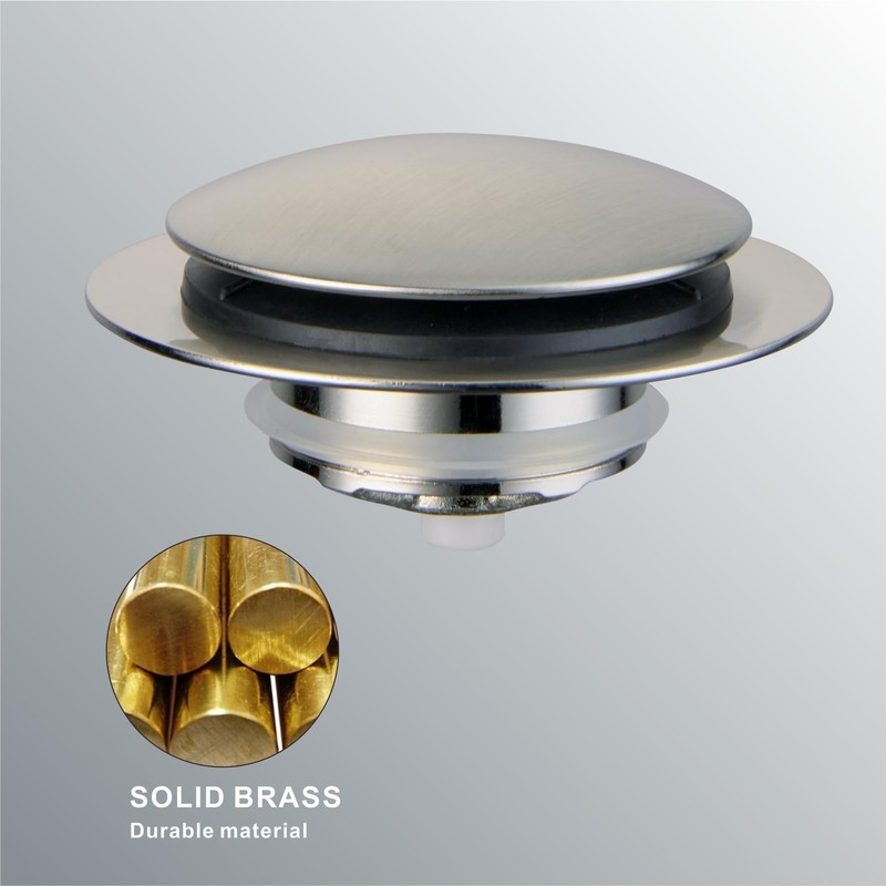 Brushed Bathtub Drain Stopper,Universal Pop Up Bath Drain, Hidrop Tip