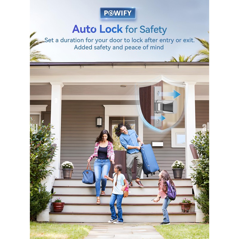 POWIFY Keyless Entry Door Lock with Handle, APP Control Smart