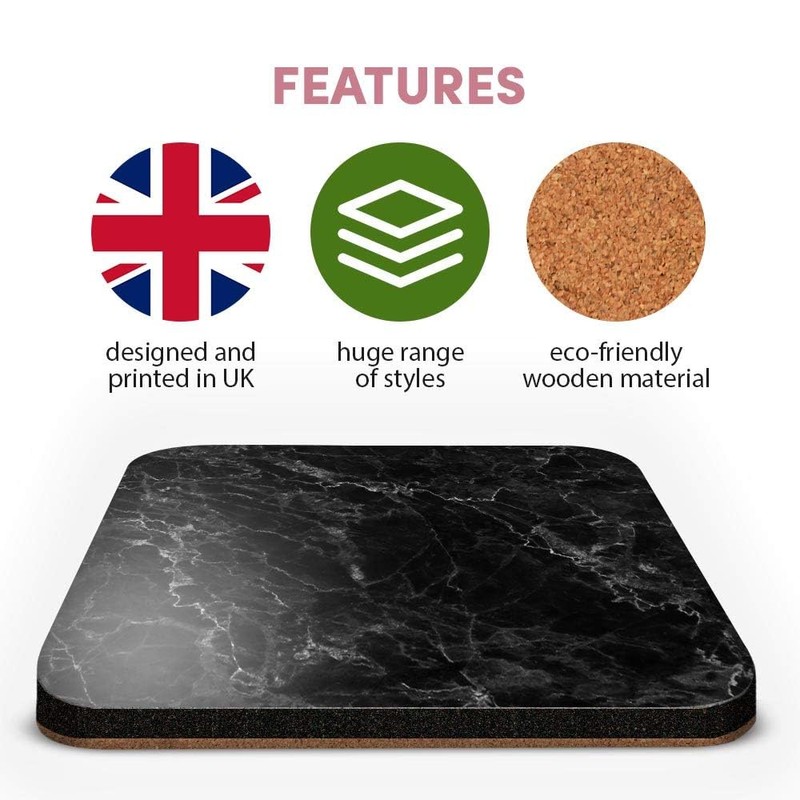 Great Single Coaster Square - Black Marble Effect Art Rock