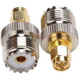Fohevers 2 Pcs UHF Female to SMA Male Antenna Adapter UHF Female SO239 PL259 Connector UHF to SMA Antenna RF Coaxial Adapter for TV Wireless LAN Devices Wi-Fi Radios External Antenna