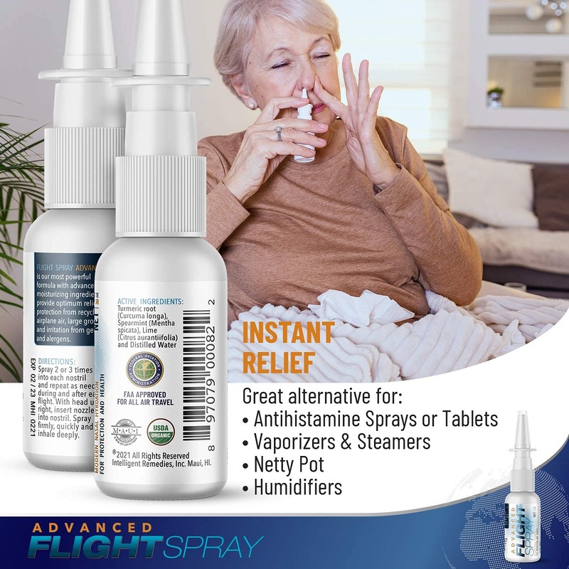 Intelligent Remedies Flight Spray Advanced, Nasal Nose Spray Cleaner for
