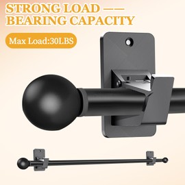 Self Adhesive Curtain Rod Holders,No Drill Curtain Rod Brackets,Heavy Duty 20LB Holders for Bathroom Bedroom Kitchen,Universal Damage-Free Window Rod Hooks with Nail-Free Installation (2PC Black)