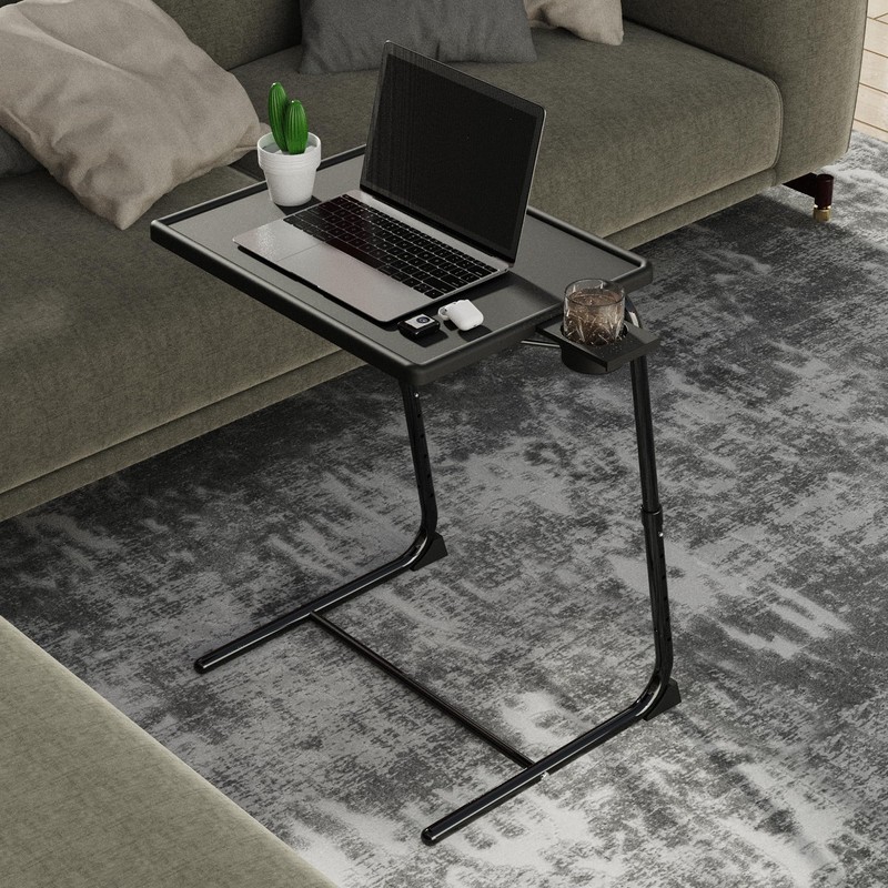 Adjustable TV Tray Table for Breakfast & Dinner - Black