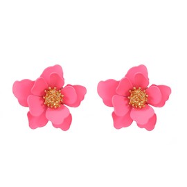 ANGLEQUEEN Chic Cute Floral Stud Earrings for Women Layered Boho Flower Earrings Statement Floral Daisy Earrings Prom Jewelry Present(Pink)