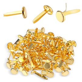 100 Pieces Paper Fasteners Brads, Ymapinc Round Metal Paper Brass Fasteners Brads for Paper Crafts Decorative Scrapbooking Making DIY Supplies, 8 x 18mm (Golden)