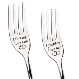 Anniversary Wedding Gifts for Her and Him Dinner Forks, Stainless Steel Forks Pack of 2 Set, Valentines Gifts for Him Her, Birthday Christmas Wedding Gifts for Couple Lovers - His and Hers Gifts