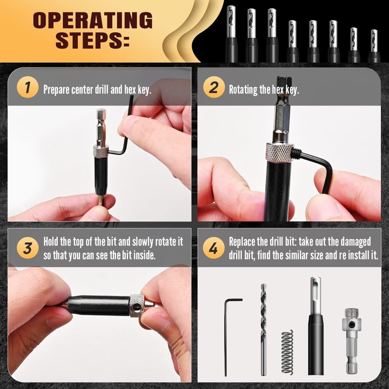 Canitu 17Pcs Black Self Centering Drill Bit Set 1/4" Hex