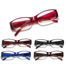 eyeezi 5 Pack Blue Light Blocking Reading Glasses for Women Men, Retro Stylish Spring Hinge UV400 Computer Rectangle Readers1.75 （5 Pack Black