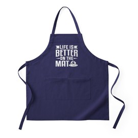 CafePress Wrestler Life is Better On The Mat Wrestling Kitchen Apron with Pockets, Grilling Apron, Baking Apron