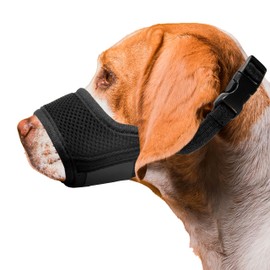 Seyezo Dog Muzzle, Soft Breathable Muzzle for Small Medium Large Dogs, Air Mesh Nylon Muzzle Cover Prevent Biting Barking Chewing, Adjustable Drinkable Pet Muzzle 6 Sizes(Black,XS)